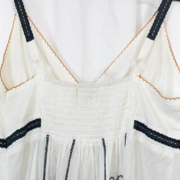 Forever 21 Y2K 90s White Black Tan Cami Babydoll Cotton V-Neck Top Small - Picture 6 of 10